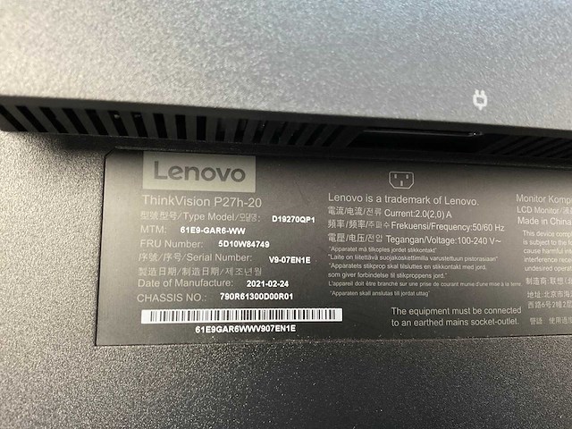 Lenovo (p27h-20) 27”, 2560x1440 (qhd) ips monitors (2x) - afbeelding 2 van  7
