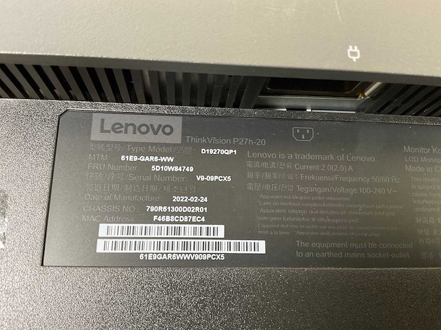 Lenovo (p27h-20) 27”, 2560x1440 (qhd) ips monitors (2x) - afbeelding 3 van  8