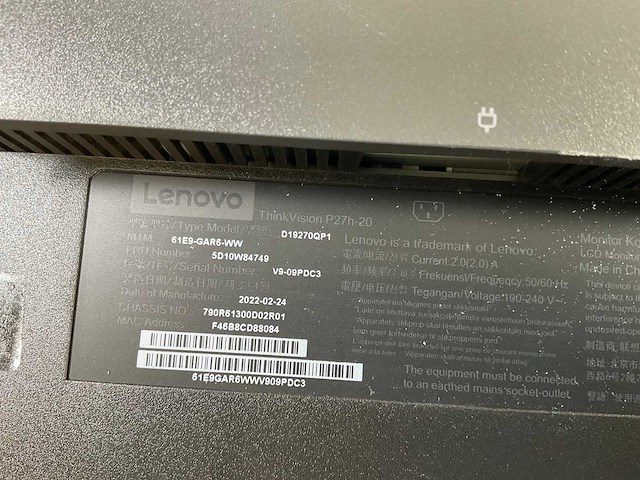 Lenovo (p27h-20) 27”, 2560x1440 (qhd) ips monitors (2x) - afbeelding 2 van  9