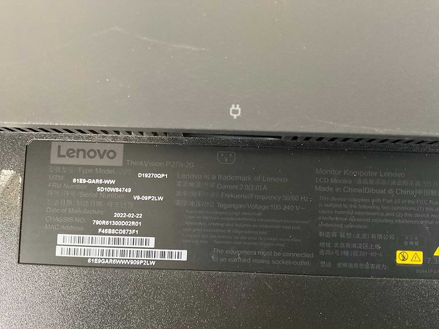 Lenovo (p27h-20/p27h-30) 27”, 2560x1440 (qhd) ips monitors (2x) - afbeelding 7 van  17