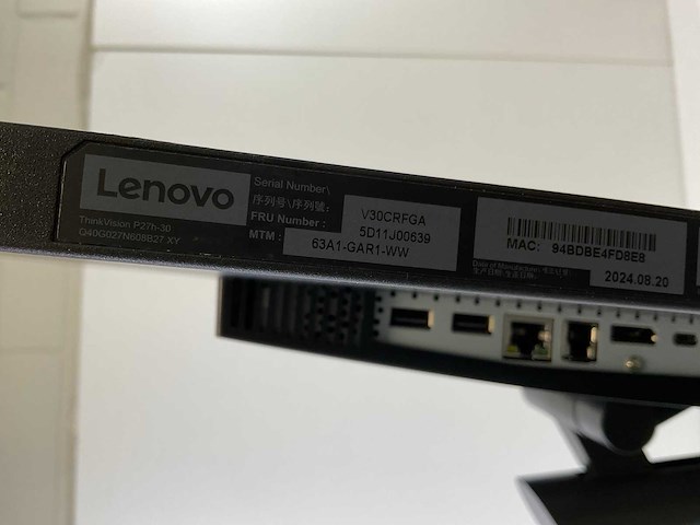 Lenovo (p27h-30) 27”, 2560x1440 (qhd) ips monitors (2x) - afbeelding 3 van  6