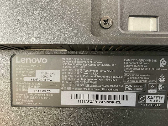 Lenovo (p27h10) 27”, 2560x1440 (qhd) ips monitors (2x) - afbeelding 8 van  8