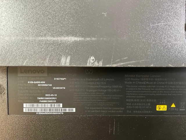 Lenovo (p27h20) 27”, 2560x1440 (qhd) ips monitors (2x) - afbeelding 7 van  9