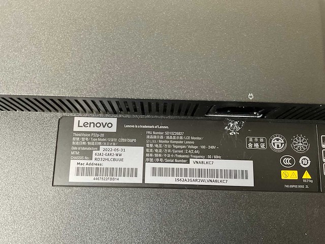 Lenovo (p32p-20) 32”, 3840x2160 (uhd) ips monitor - afbeelding 6 van  6
