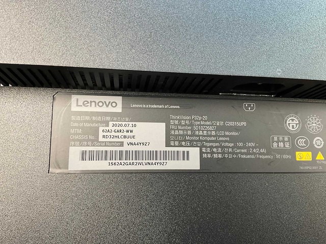 Lenovo (p32p-20) 32”, 3840x2160 (uhd) ips monitor - afbeelding 6 van  6