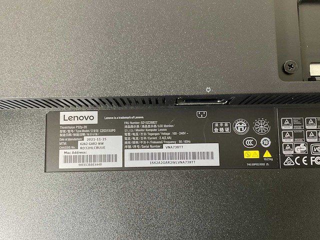 Lenovo (p32p-20) 32”, 3840x2160 (uhd) ips monitor - afbeelding 6 van  6