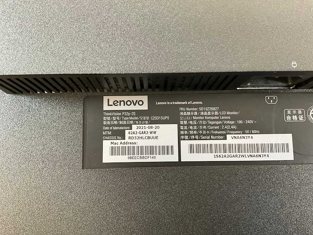 Lenovo (p32p-20) 32”, 3840x2160 (uhd) ips monitor - afbeelding 6 van  6