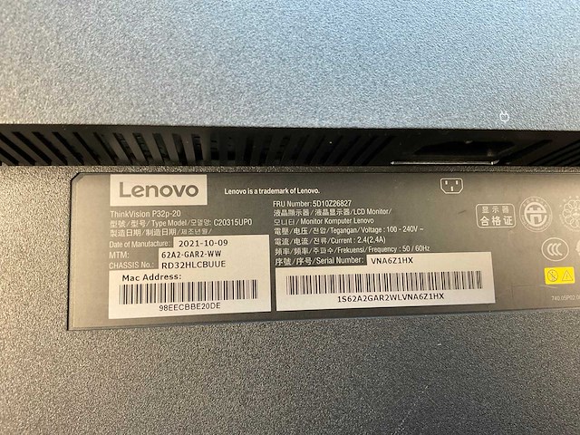 Lenovo (p32p-20) 32”, 3840x2160 (uhd) ips monitor - afbeelding 6 van  6