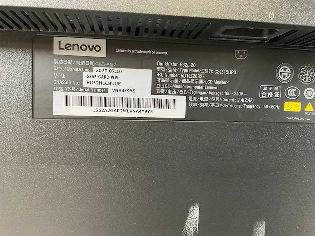 Lenovo (p32p-20) 32”, 3840x2160 (uhd) ips monitor - afbeelding 5 van  6