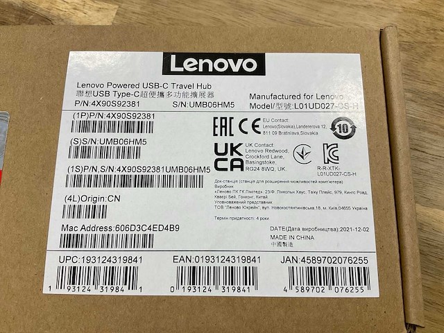 Lenovo powered usb-c (l01ud027-cs-h) travel hub - afbeelding 2 van  2