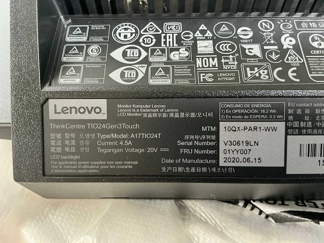 Lenovo t1024gen3touch monitor - afbeelding 3 van  3
