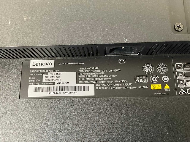 Lenovo (t32p-20) 32”, 3840x2160 (uhd) ips monitor - afbeelding 6 van  6
