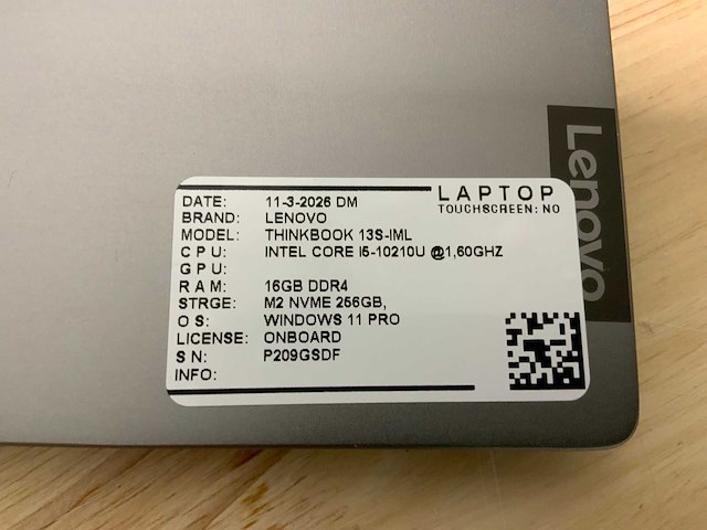 Lenovo thinkbook 13s-iml laptop - afbeelding 7 van  8