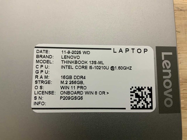 Lenovo thinkbook 13s-ml laptop - afbeelding 7 van  8