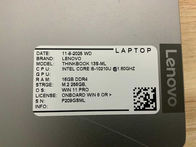 Lenovo thinkbook 13s-ml laptop - afbeelding 8 van  8