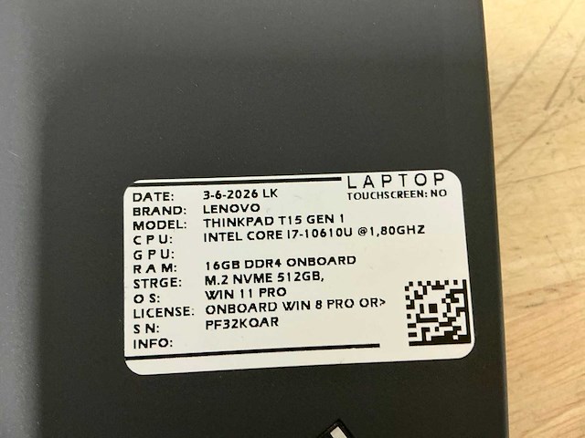 Lenovo thinkbook t15 gen1(i7) laptop - afbeelding 7 van  9