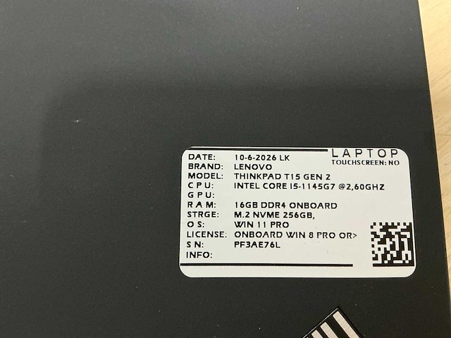 Lenovo thinkbook t15 gen2(i5-gen11) laptop - afbeelding 9 van  9