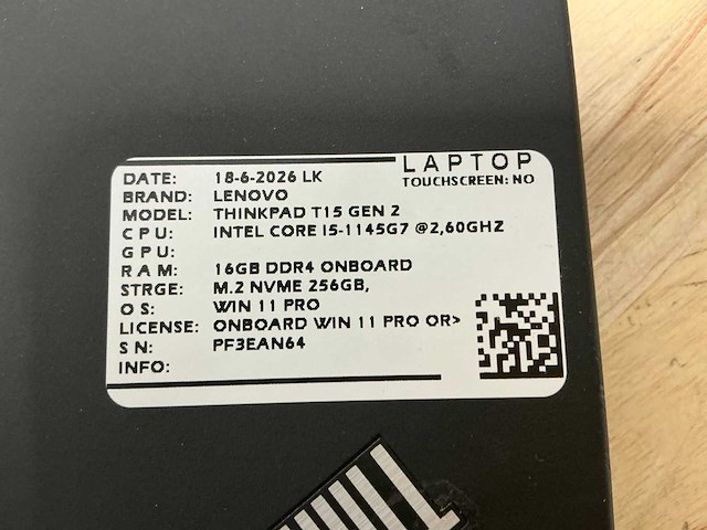 Lenovo thinkbook t15 gen2(i5-gen11) laptop - afbeelding 9 van  9