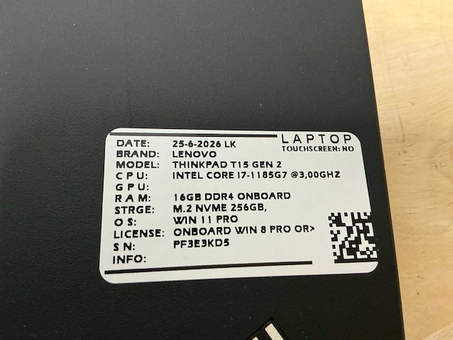 Lenovo thinkbook t15 gen2(i7-gen11) laptop - afbeelding 9 van  9