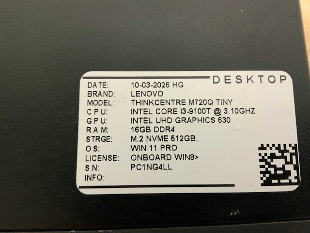 Lenovo thinkcentre m720q desktop (10x) - afbeelding 2 van  15