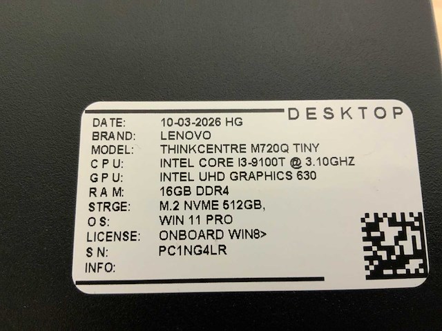 Lenovo thinkcentre m720q desktop (10x) - afbeelding 3 van  15