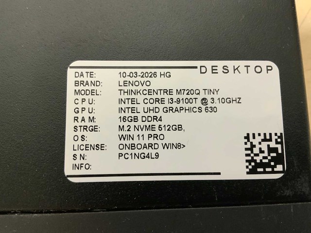 Lenovo thinkcentre m720q desktop (10x) - afbeelding 4 van  15