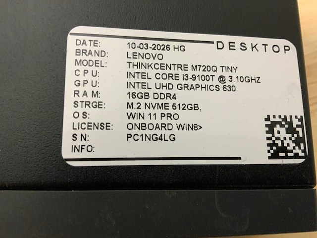 Lenovo thinkcentre m720q desktop (10x) - afbeelding 6 van  15
