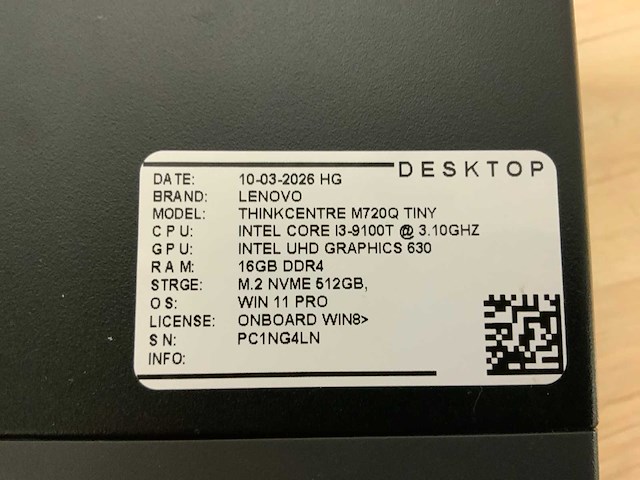 Lenovo thinkcentre m720q desktop (10x) - afbeelding 7 van  15