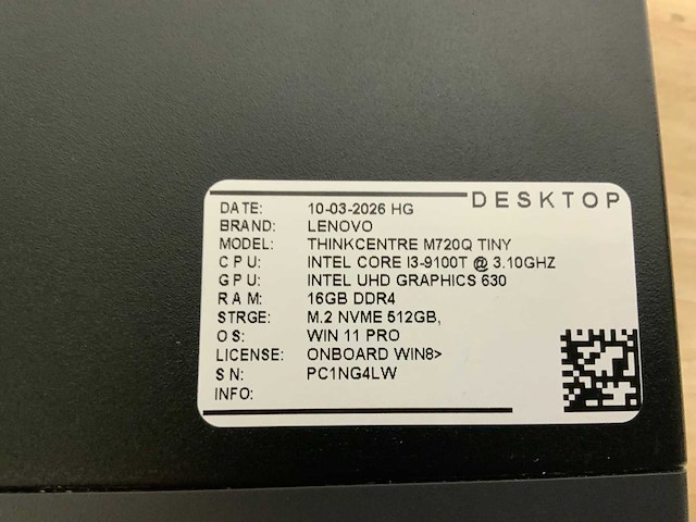 Lenovo thinkcentre m720q desktop (10x) - afbeelding 13 van  15