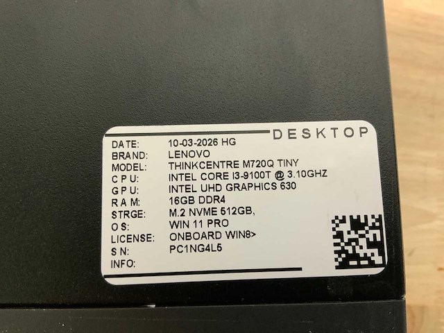 Lenovo thinkcentre m720q desktop (10x) - afbeelding 14 van  15