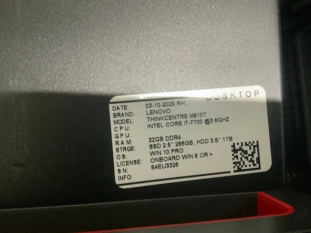 Lenovo thinkcentre m910t desktop (3x) - afbeelding 8 van  8