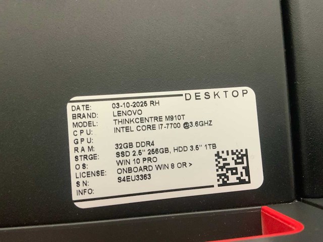 Lenovo thinkcentre m910t desktop (4x) - afbeelding 2 van  9