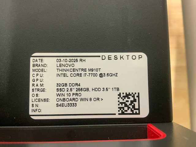 Lenovo thinkcentre m910t desktop (4x) - afbeelding 4 van  9