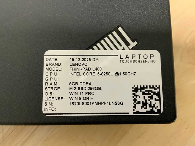 Lenovo thinkpad l480 laptop (4x) - afbeelding 8 van  9