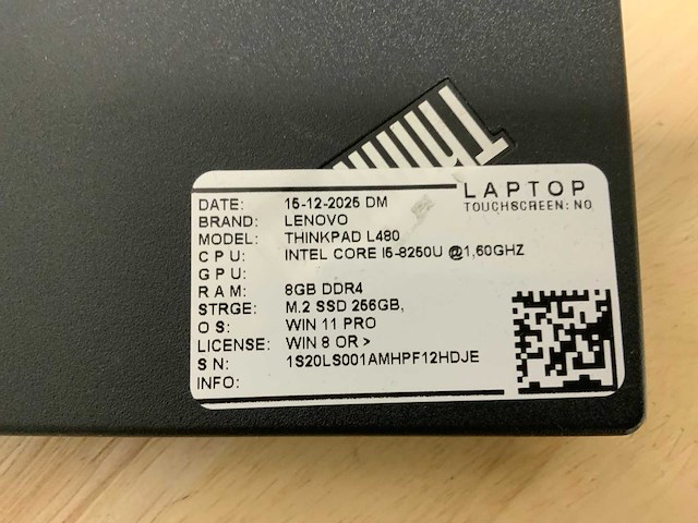 Lenovo thinkpad l480 laptop (4x) - afbeelding 9 van  9