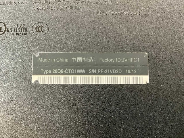 Lenovo thinkpad l490 14”, core(tm) i5 8th gen, 16 gb ram, 256 gb nvme laptops (2x) - afbeelding 2 van  6