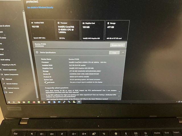 Lenovo thinkpad laptop - afbeelding 2 van  5