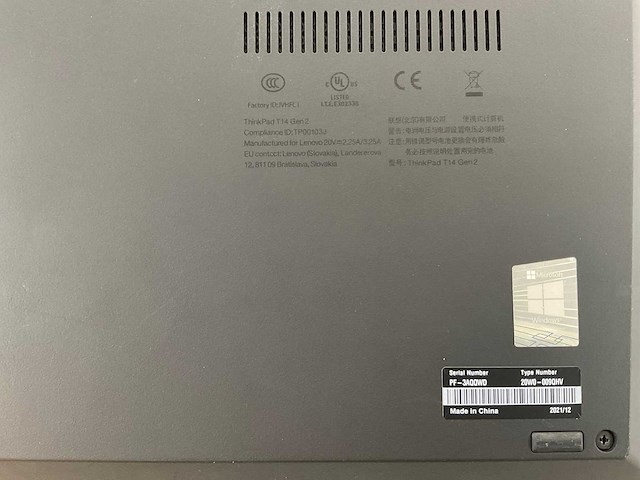Lenovo thinkpad t14 gen 2i 14”, core(tm) i5 11th gen, 16 gb ram, 512 gb nvme laptop - afbeelding 7 van  7