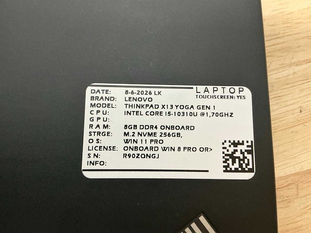 Lenovo thinkpad x13 yoga gen1 laptop (2x) - afbeelding 8 van  8