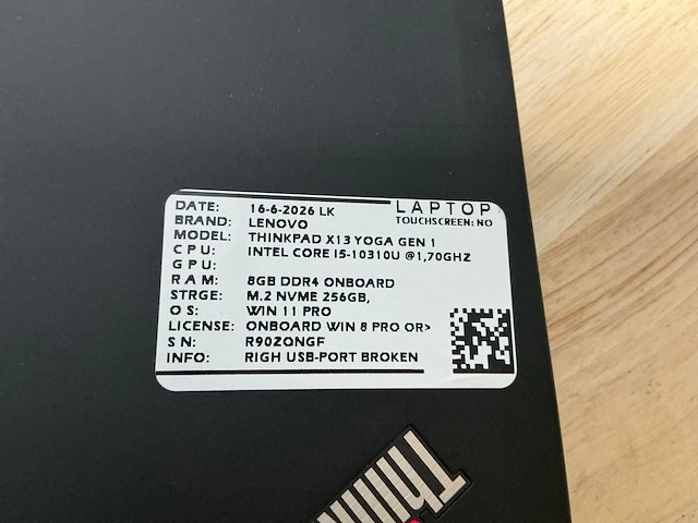 Lenovo thinkpad x13 yoga gen1 laptop - afbeelding 7 van  7