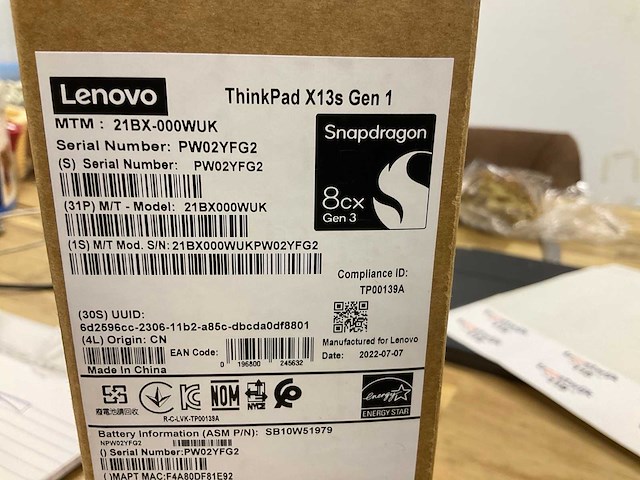 Lenovo thinkpad x13s gen 1 laptop - afbeelding 3 van  3