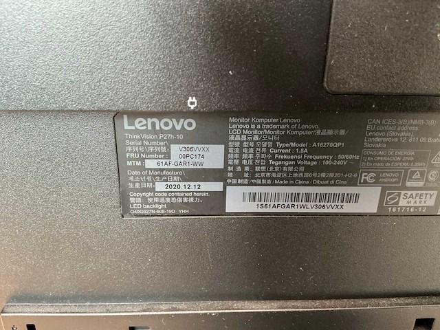 Lenovo thinkvision p27h-10 monitor (2x) - afbeelding 4 van  4