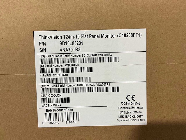 Lenovo thinkvision t24m-10 flat panel monitor - afbeelding 3 van  3
