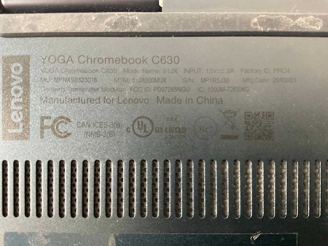 Lenovo yoga c630 15.6”, core(tm) i7 8th gen, 16 gb ram, 128 gb ssd chromebooks (3x) - afbeelding 8 van  23