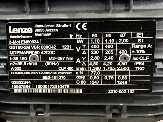 Lenze gst06-2m vbr 080c42 elektromotor - afbeelding 5 van  5