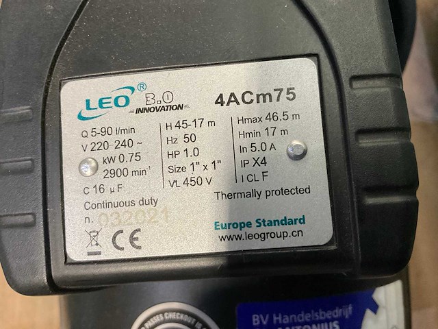 Leo 4acm75 centrifugaalpomp - afbeelding 4 van  4