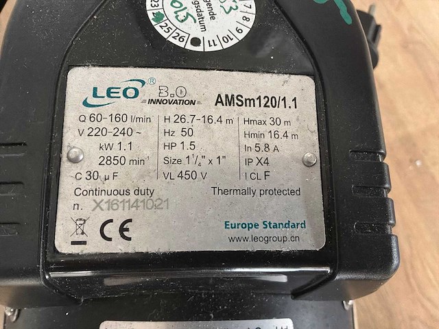 Leo amsm120/1.1 centrifugaalpomp - afbeelding 4 van  4