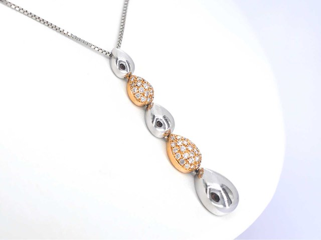 Leo pizzo - gouden bicolour ketting met diamant - afbeelding 5 van  9