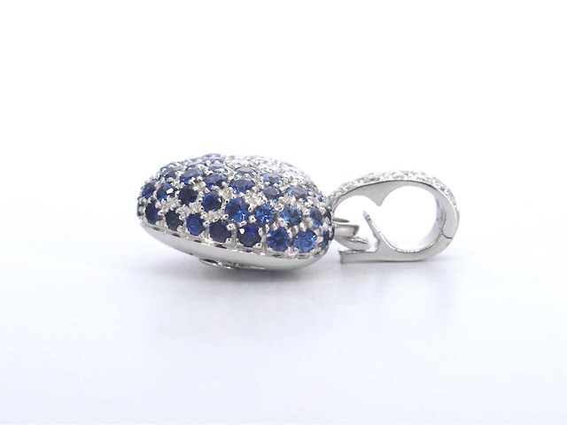 Leo pizzo - witgouden hart hanger met diamanten en saffieren - afbeelding 2 van  11