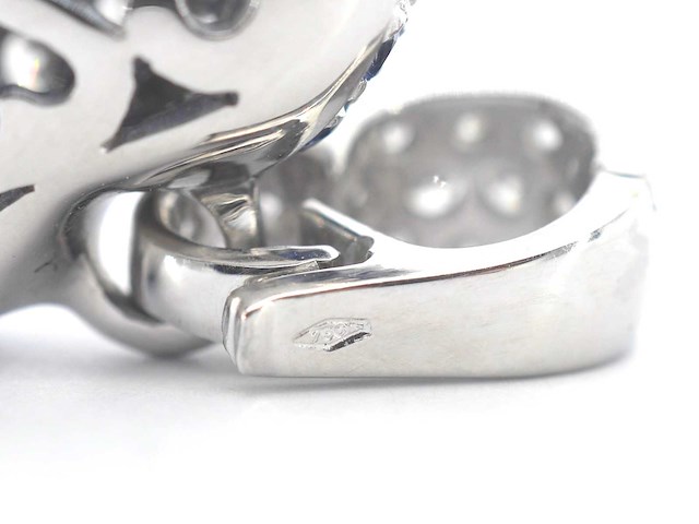 Leo pizzo - witgouden hart hanger met diamanten en saffieren - afbeelding 9 van  11